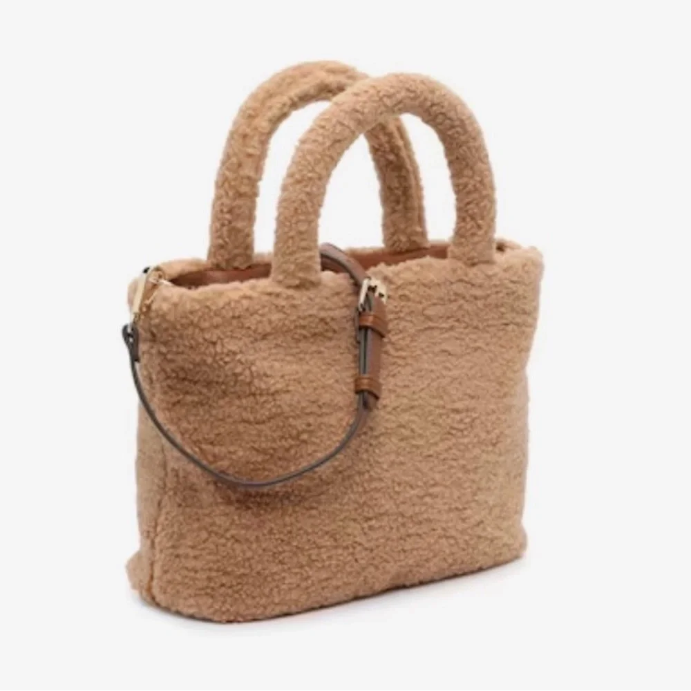 Mix No. 6 Catiti Satchel Sherpa Teddy tote double handle cross body bag/purse - Picture 3 of 6